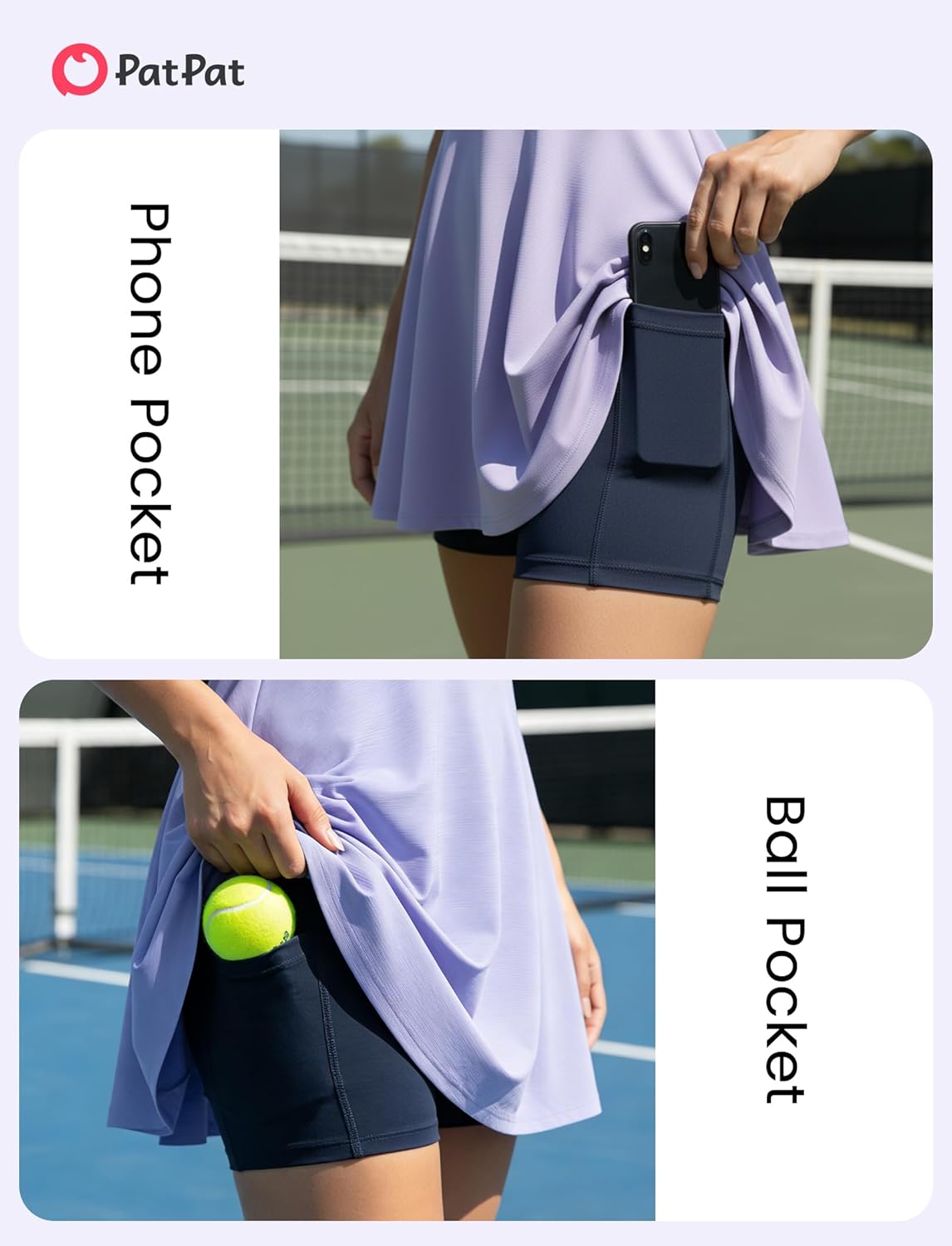 PATPAT Girls Tennis Dress Set, Athletic Dress with Headband & Bamboo Viscose Shorts with Pocket, Outfit for Golf Dance School