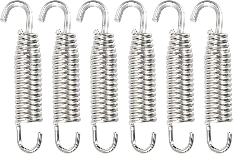 X AUTOHAUX 6 Pcs 58mm 2.28" Muffler Exhaust Pipe Spring for Motorcycle Universal Stainless Steel Silver Tone
