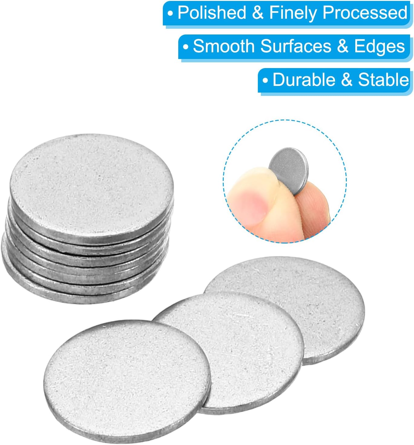 PATIKIL 10mm Steel Disc, 180Pcs Round Metal Stamping Blanks Tags Circle Metal Strike Plate DIY for Engraving Stamping Jewelry Craft image 4
