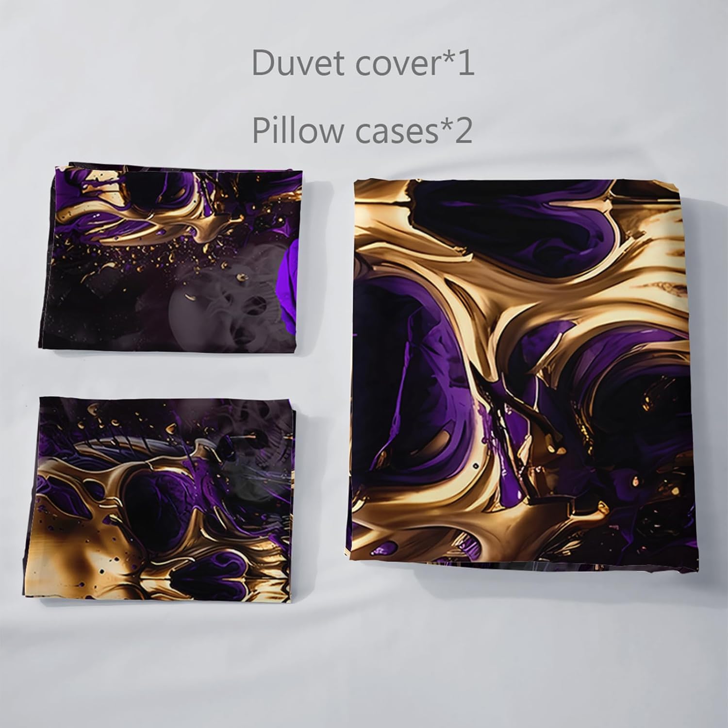 AILONEN Gold Skull Duvet Cover King Size, Halloween Sheet Purple Rose Skull Bedding Set for Girls Boys,Skeleton Bones Boho Style Comforter Cover Set,1 Quilt Cover 2 Pillowcases,3-Piece-Set
