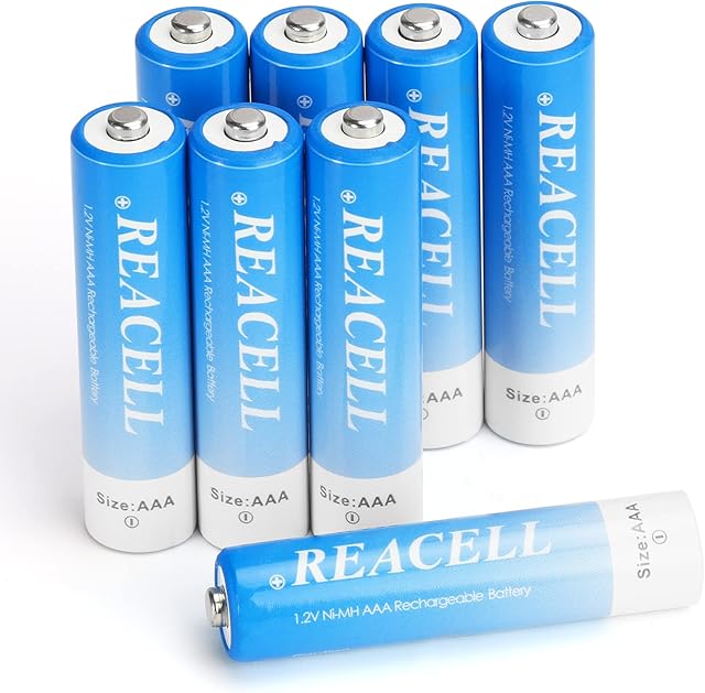 REACELL 1100mAh AAA Batteries Rechargeable High Capacity, 1200 Cycles and Storage Case, Pack of 8