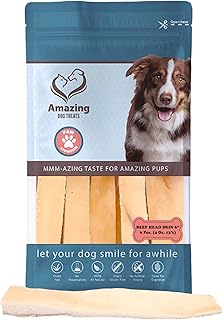 Amazing Dog Treats - Beef Cheek Strips Premium Dog Chew (6 Inch - 6 Pack) - NO Odor - Thick Cut - Rawhide Alternative - Beef Cheek Slice Chip Sticks - No Dyes, Chemicals, or Preservatives
