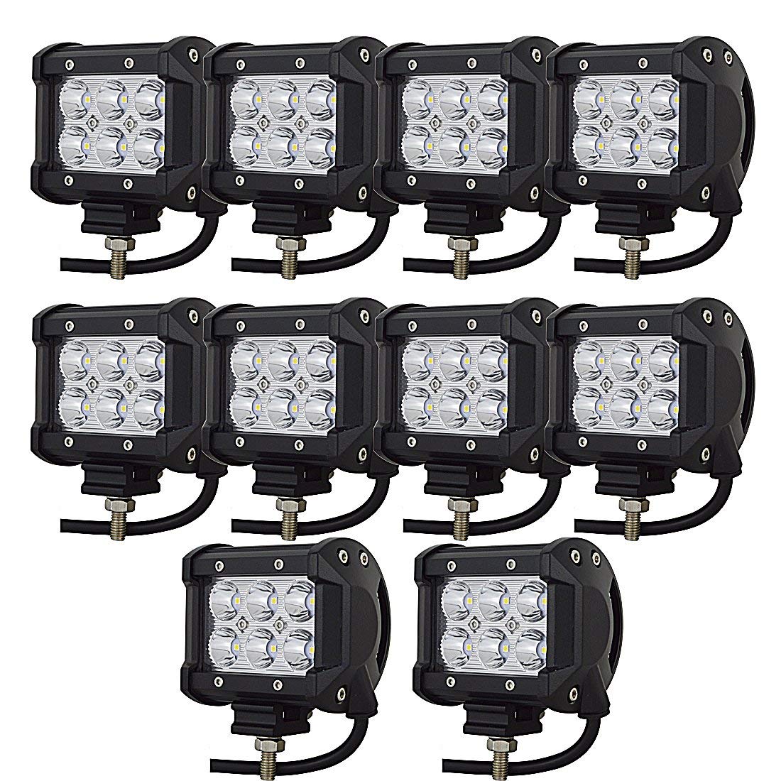 SKYWORLD Lampka robocza LED, 15 cm 18 W światło przeciwmgielne do jazdy punktowej pod Off Road światła światła do łodzi światła do jazdy LED światło robocze łódź ciężarówka traktor lampa SUV - 10 paczek