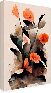 Wrapped Canvas Wall Art - Treechild 'Coral Flowers' Wall Art for Living Room, Bedroom, or Office Décor - 12 x 19 Inches - 12x19