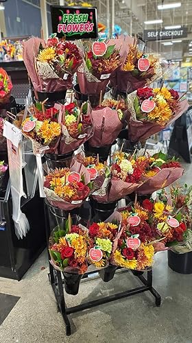 Miniatura 3 de Mobile Merchandisers Carrito floral con 12 jarrones de plástico y marco de letrero en negro dimensiones totales 24 pulgadas de ancho x 69 pulgadas