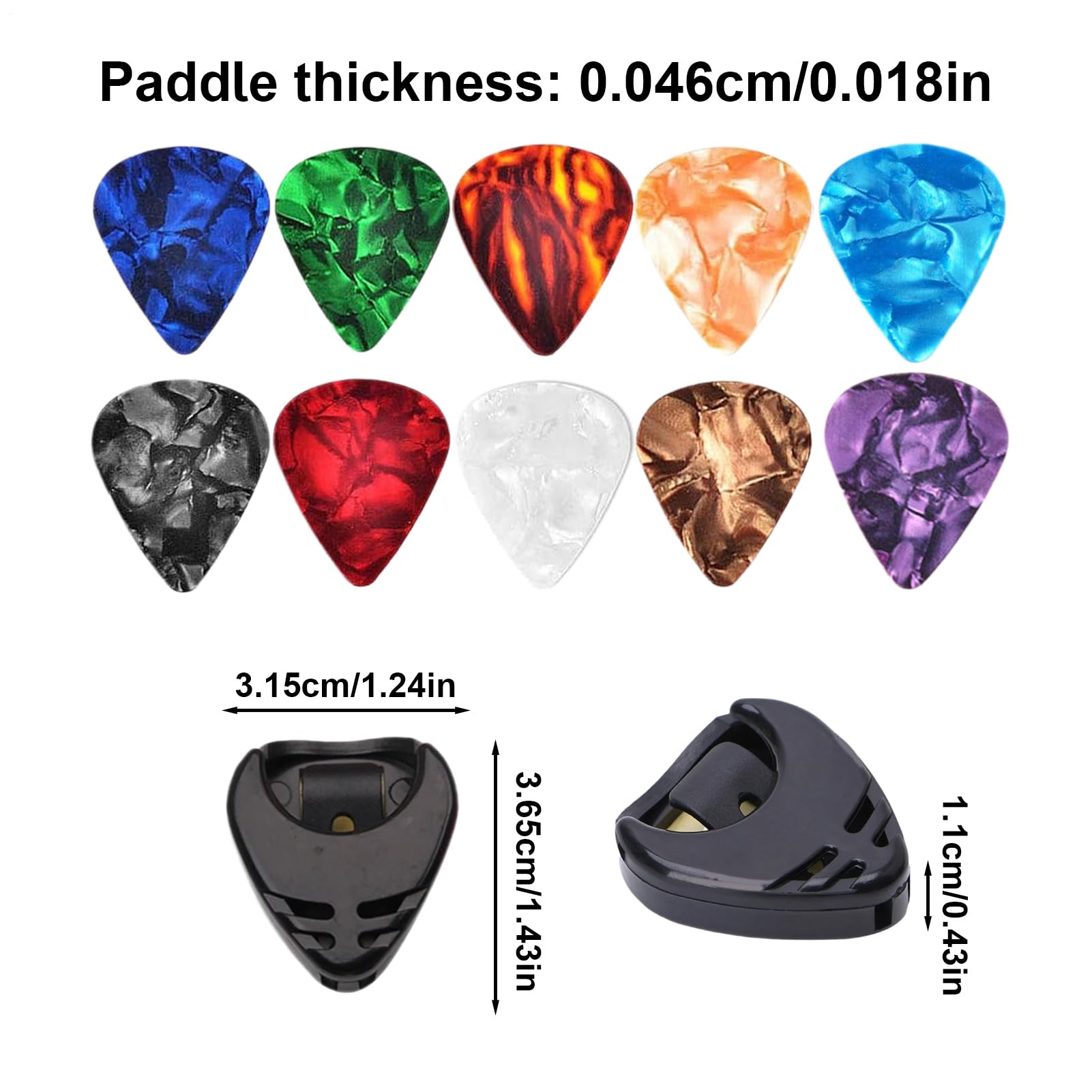 Light Guitar Picks, 0.46mm Plectrums for Ukulele with Adhesive Storage, Thin Durable Material Details with Bright Tone Function, Unique Selling Points, Professional Set for Kids Adults Strumming 11Pcs