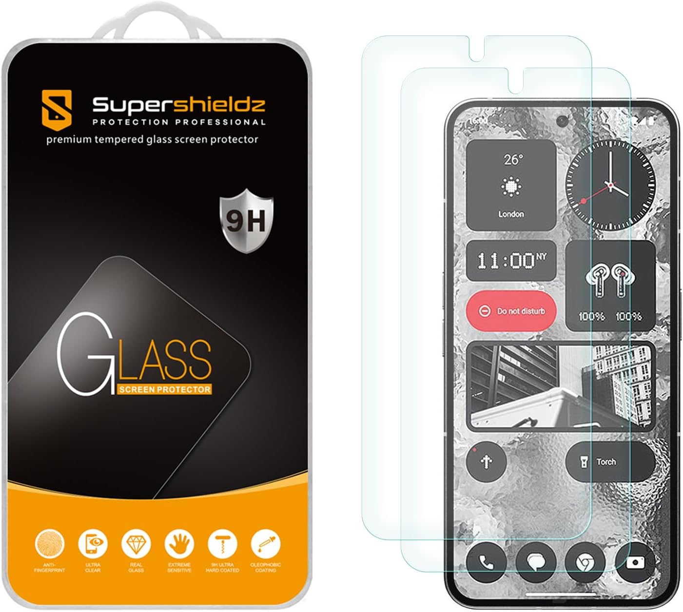 (2 Pack) Designed for Nothing Phone (2) Tempered Glass Screen Protector, Anti Scratch, Bubble Free