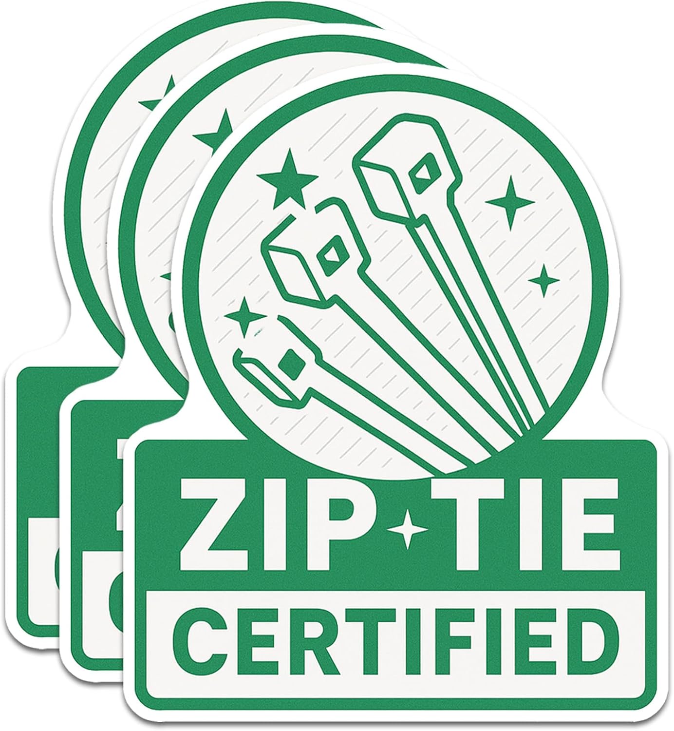 Zip Tie Certified Sticker 3Pcs Funny Mechanic Electrician Construction Hard hat Sticker Vinyl Waterproof Decals for Tool Box, Water Bottles, Phone Laptop Car, Helmet