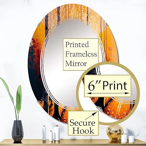 Miniatura 8 de DesignQ Golden Hour Birch Trees V- Vanity Mirror, Bathroom Mirrors, Wall Mirrors for Living Room, Bedroom - Round Mirror - Large 24'x24', 32'x32'