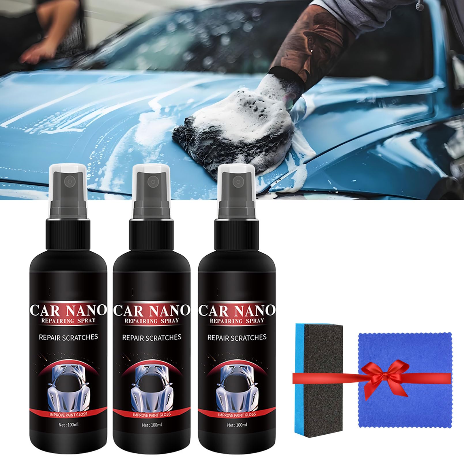 Nano Car Spray, Scratch Remover, Scratch Repair, Nano Scratch Remover, Nano Spray, Nano Ceramic Coating Polishing Spraying for Car (100ml - 3PCS)