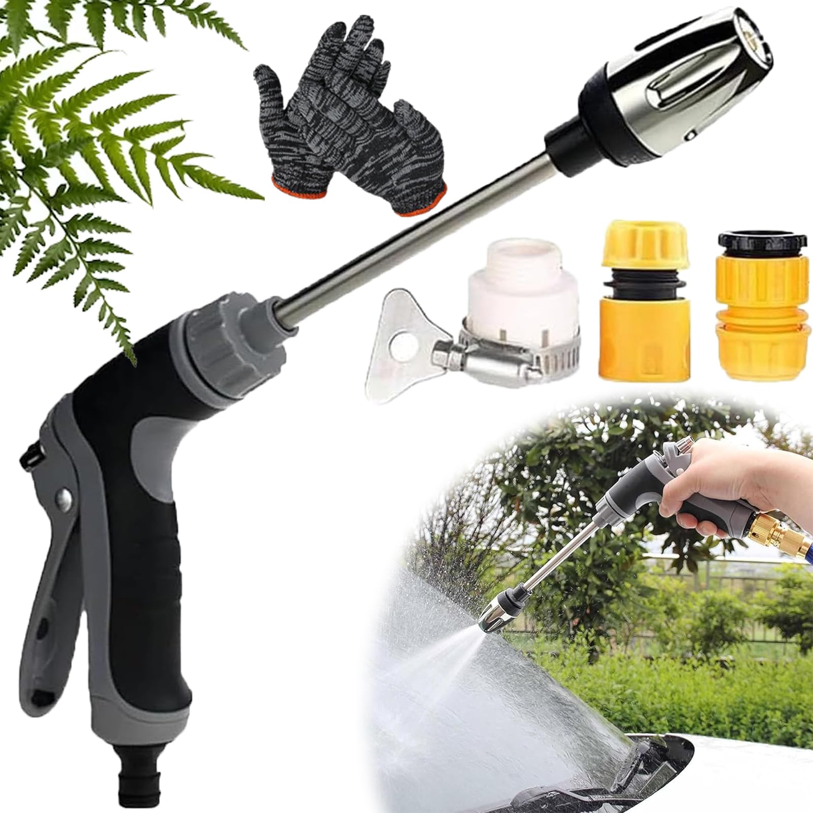 Pressure Washer, High Pressure Water Gun,Hose Attachment, 360° Rotating for Three Spray Modes (Connector)