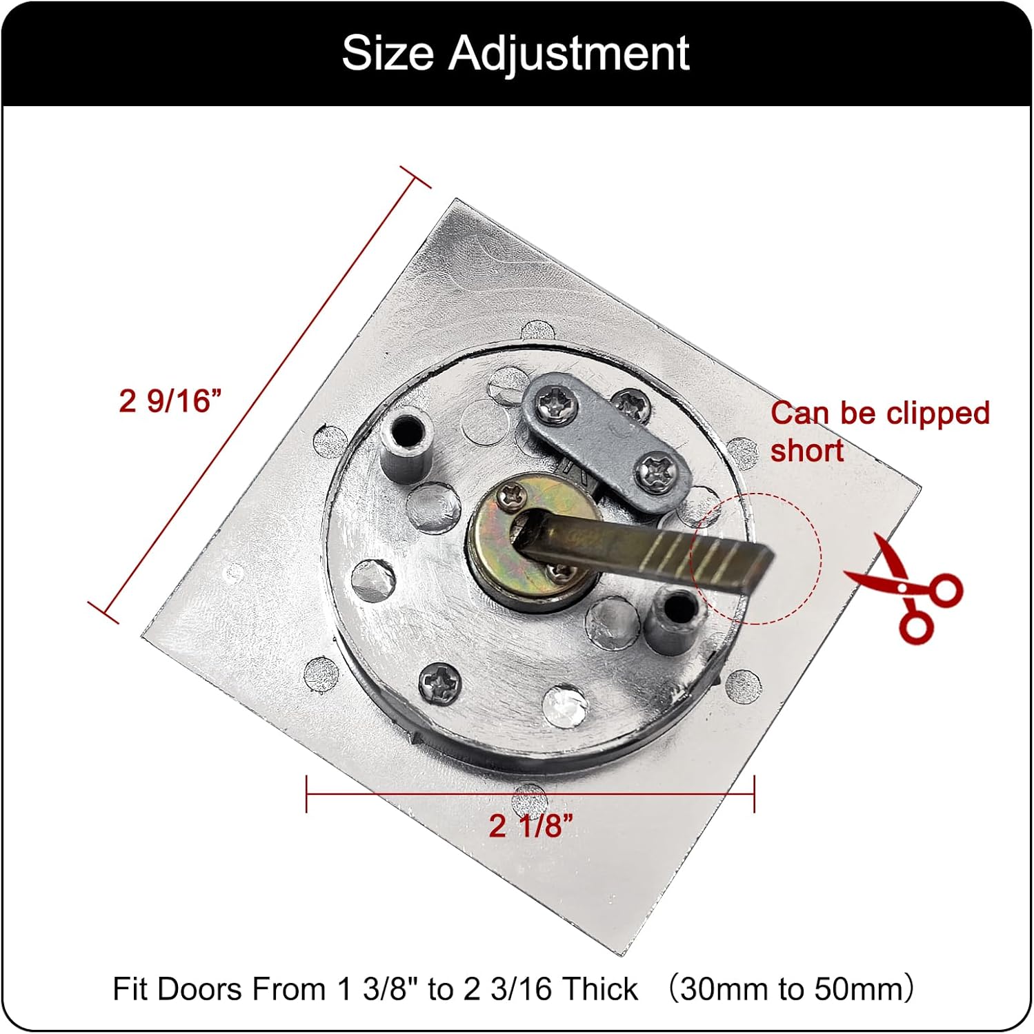 Pocket Door Lock with Edge Pull,Privacy Door Hardware Suitable for Bathroom Bedroom etc Recessed 2 Sided, 2 3/8" Backset, Invisible Hardware for 1 3/8” to 2 3/16” Thickness Door (Sliver+Edge Pull)