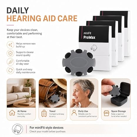 4 Packs/ 24 Pcs Wax Filters Replacement, Hearing Aid Wax Guard Filters ProWax MiniFit, Replacement Clear Cleaning kit Accessory for Oticon
