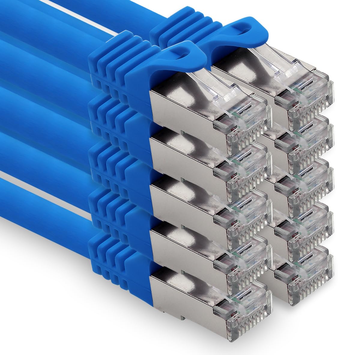freiwerk LAN Kabel 1,5m Cat7 Blau 10x Netzwerkkabel Ethernet RJ45 10 Gbit/s SFTP Patchkabel für Router Modem Switch PC Laptop Gaming Konsole