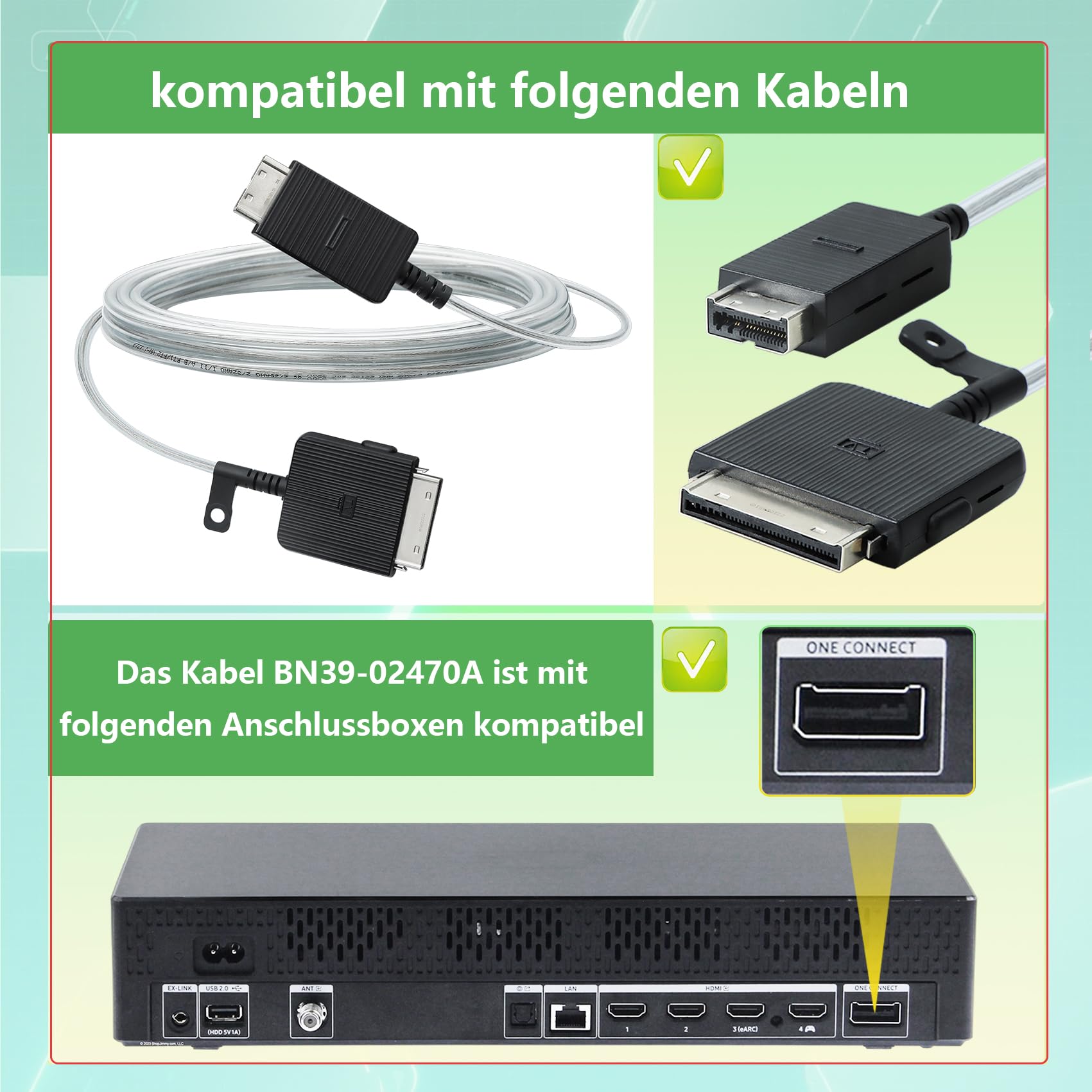 BN39-02470A 5 m/16 Fuß the Frame One Connect Kabel kompatibel mit Samsung Frame TV für LS03FA LS03DA LS03BA LS03AA LS03RA LS03TA QLED 4K Art Smart TV （Nicht kompatibel mit allen 8K-Fernsehern）