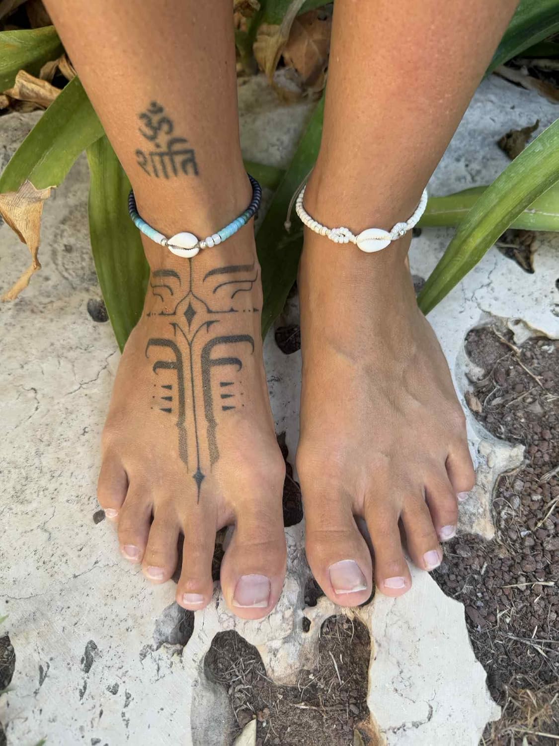 Shell Anklet for Women, Natural Cowrie Seashell Adjustable Waterproof Beaded Ankle Bracelet, Blue Turquoise Aqua Beads, Boho Beach Summer Hawaiian, Handmade by Tribes - Image 4