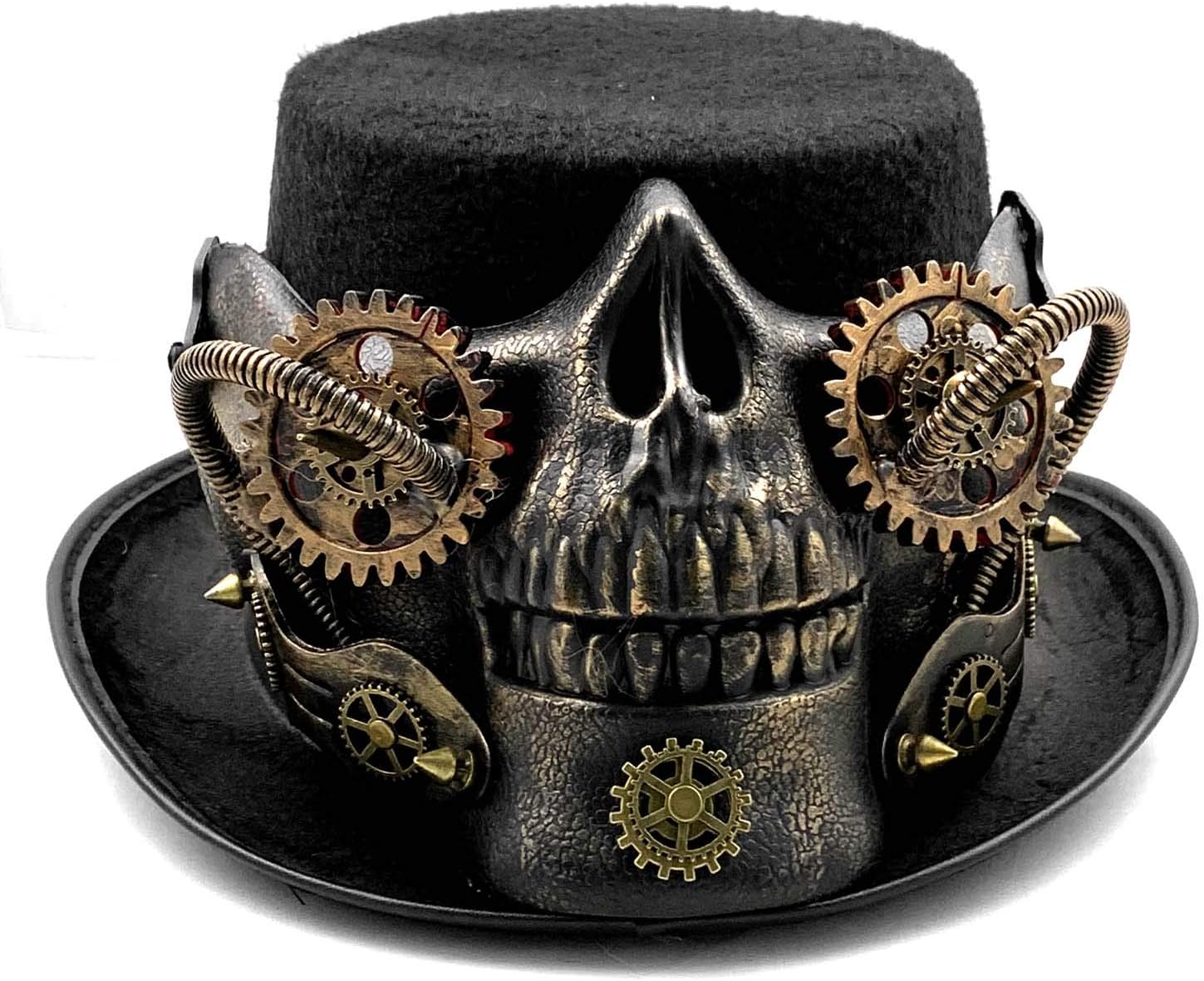 Men Steampunk Skeleton Top Hat Gothic Skull Gears Party Gears Punk Hat Black