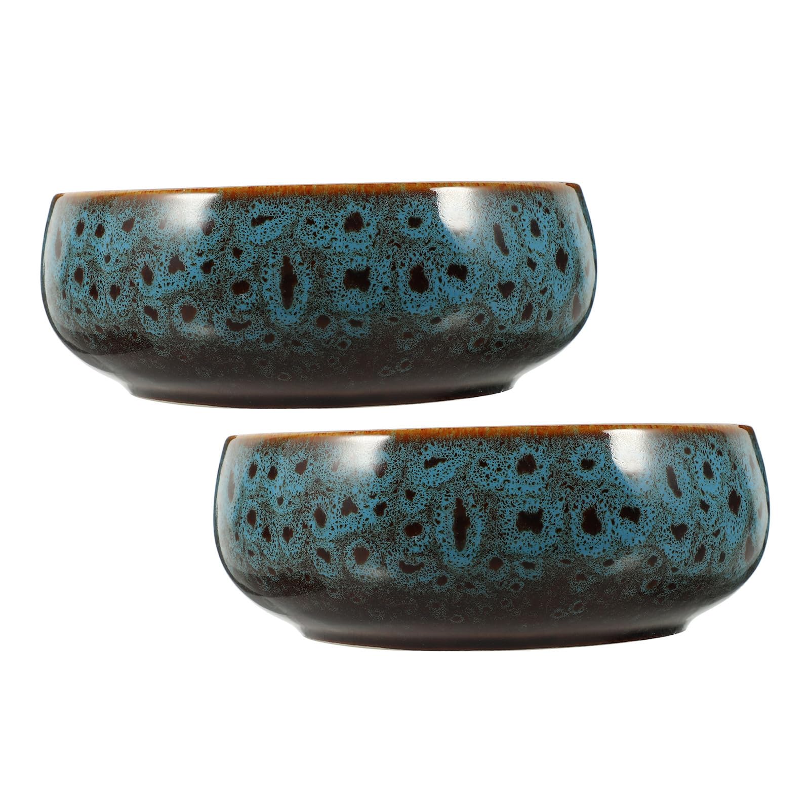 Hemobllo Lot de 2 Pots de Fleurs en Céramique Ronde sans Trou pour Culture Hydroponique, Design Créatif Terre pour Décoration Intérieure et Nénuphars