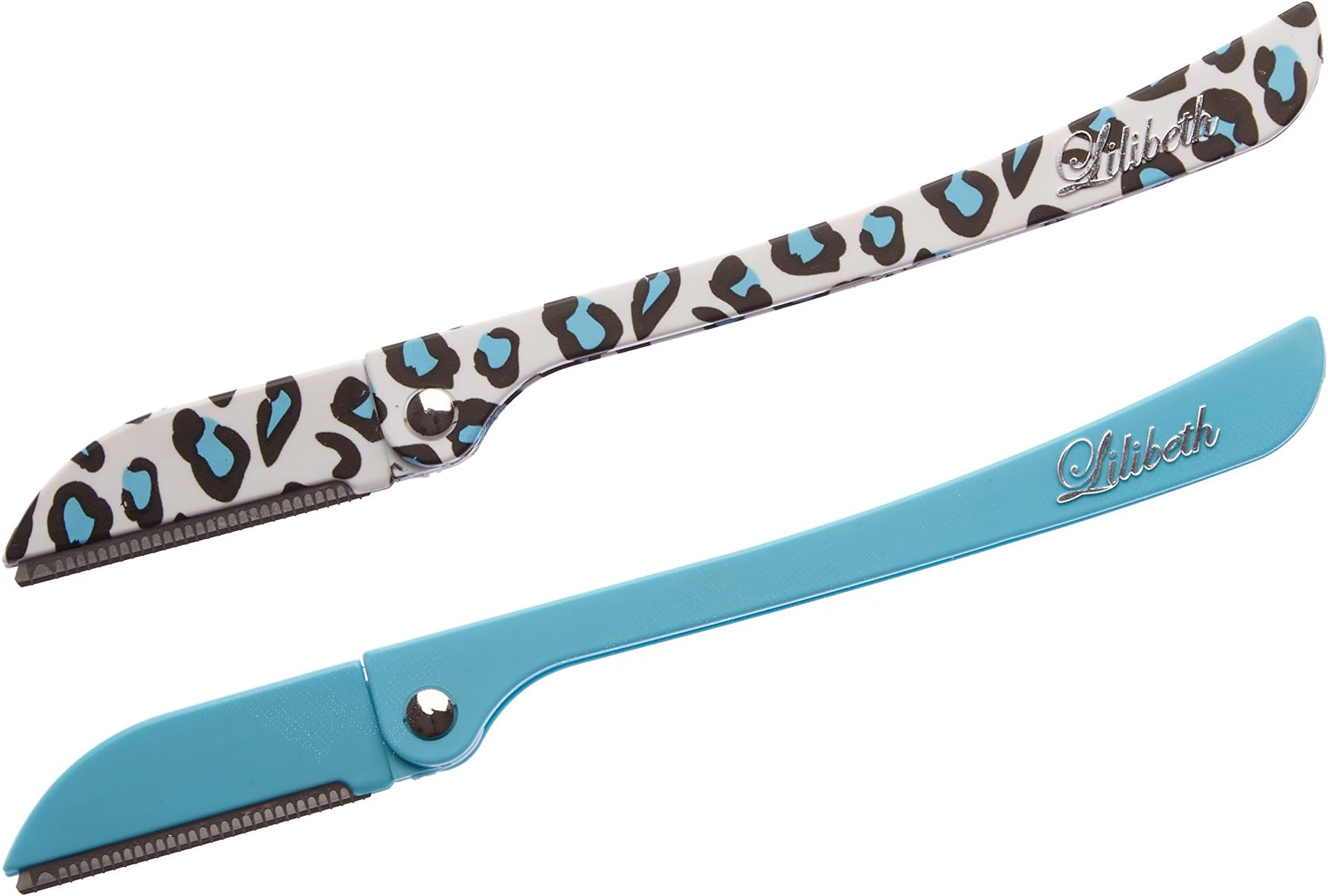 The Original Luxury Brow Shaper, Hair Removal Dermaplaning Tool Set of 2 Blue Leopard Print Pain Free, Safe and Portable. Great for Eyebrows, Peach Fuzz and all Types of Facial Hair