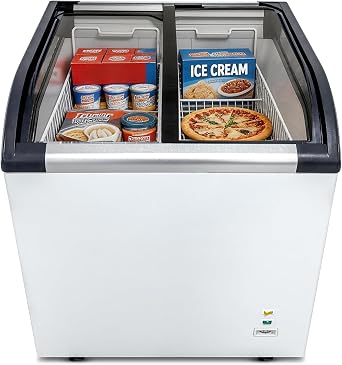 6.9 Cu.Ft Commercial Ice Cream Freezer,29" Ice Cream Display Freezer,ETL NSF Certified,Chest Freezers with LED Light and 2 Removable Baskets,Lockable Wheels,Sliding Door for Store Supermaket,White