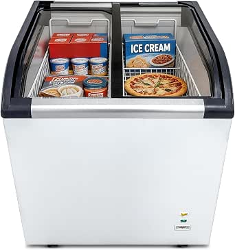 29-Inch Commercial Ice Cream Display Freezer with LED Lighting, Lockable Wheels, and Sliding Glass Doors