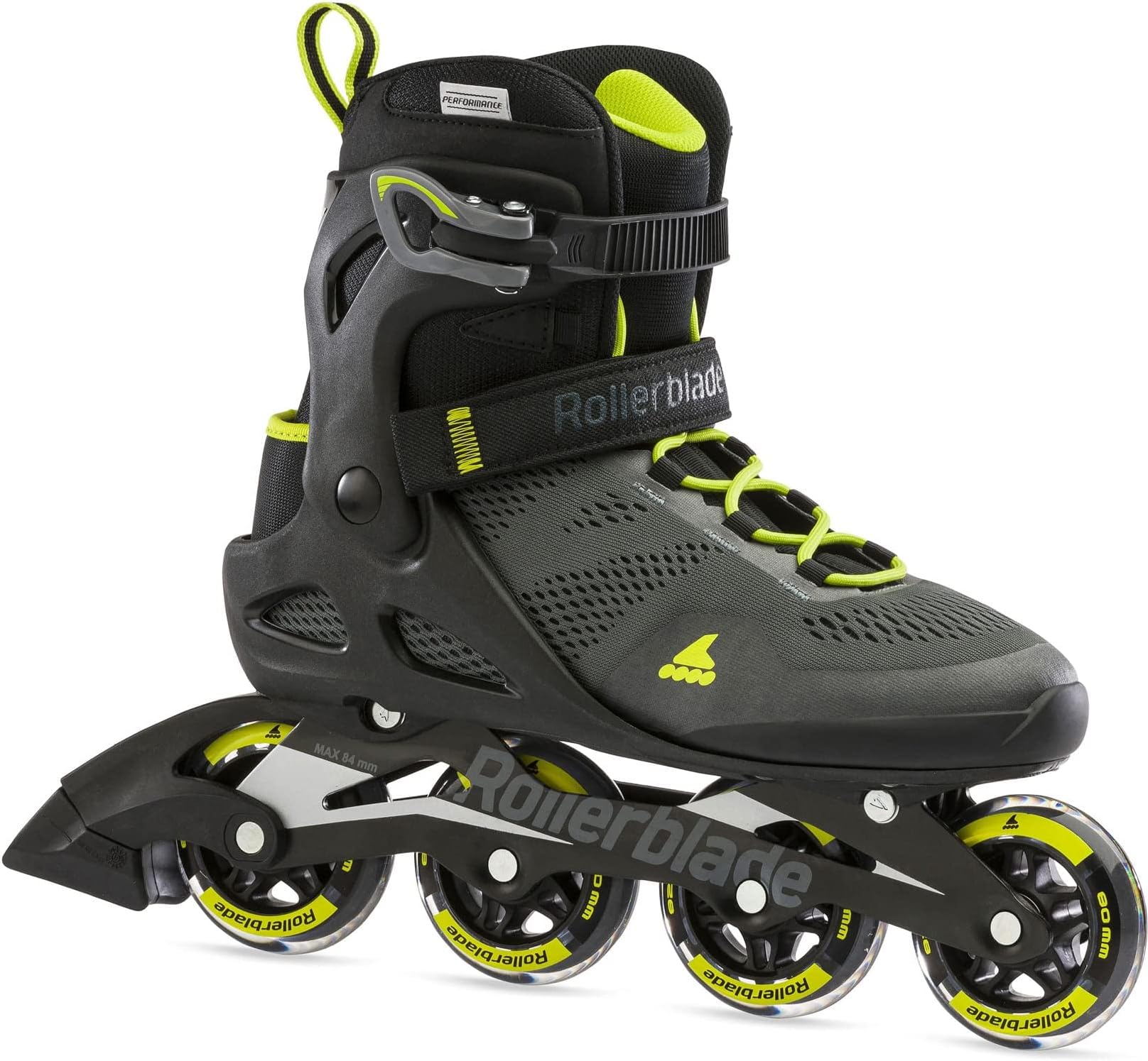 RollerbladeMacroblade 80 Men's Adult Fitness Inline Skate, Black and Lime, Performance Inline Skates