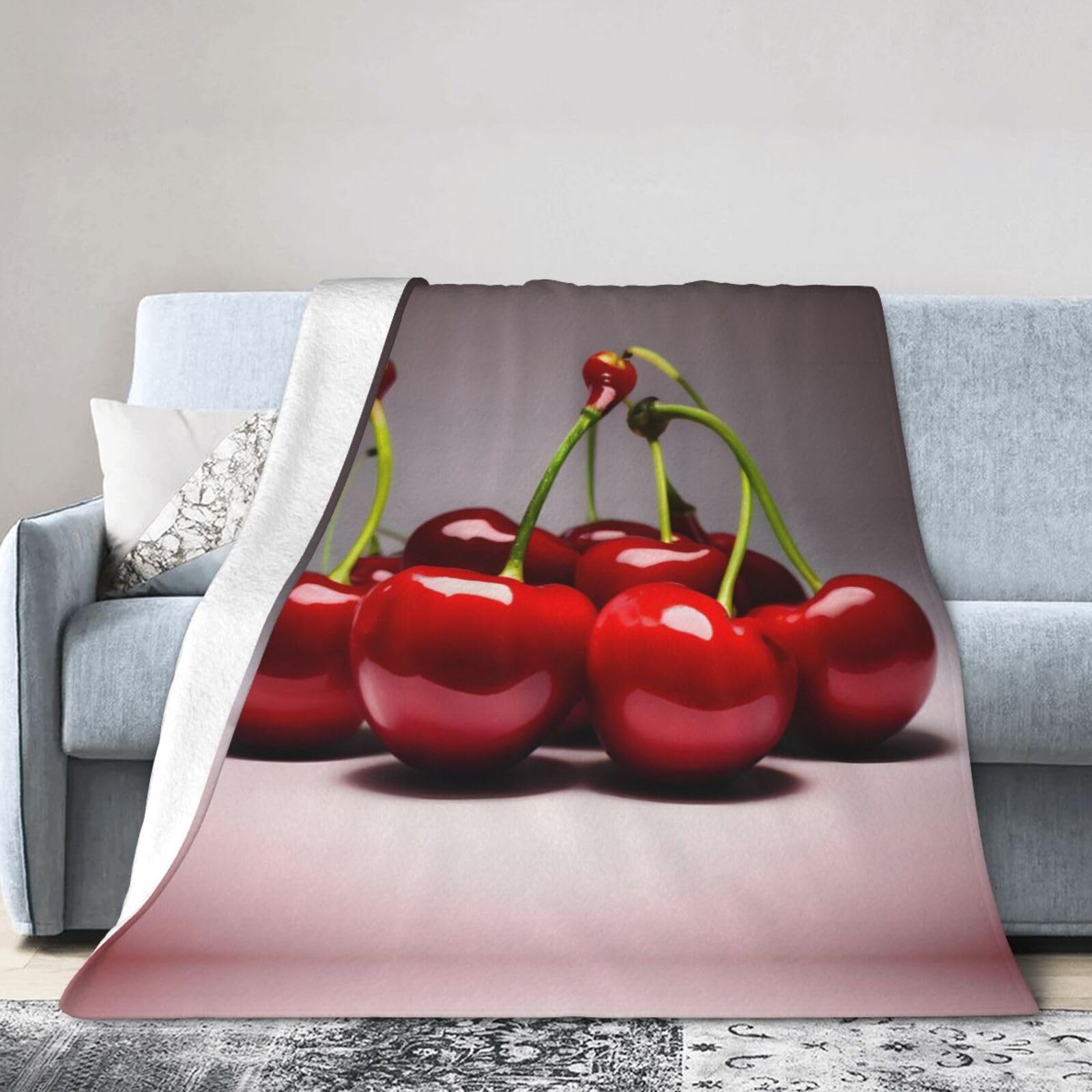 Couverture en micro polaire Chilean Cherry plaid chaud hiver 152 x 127 cm