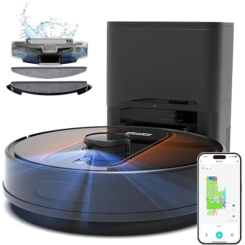 Robot Vacuum and Mop with Mapping: 6000Pa LIDAR Navigation Self Emptying Robotic Vacuum,3-in-1 Robot Vacuum for 90 Days Hands-Free Cleaning, Alexa/APP Control Ideal for Pet Hair Hard Floor Carpet Home