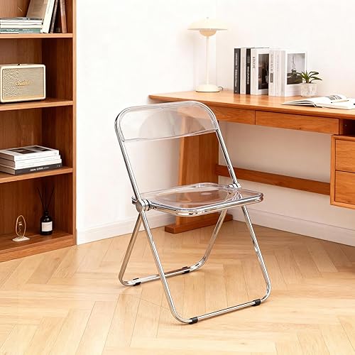 Miniatura 8 de Silla plegable de acrílico, sillas transparentes, 1 paquete, silla plegable transparente, silla plegable portátil con marco de metal para el hogar,
