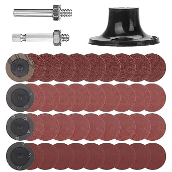 40Pcs 2 inch Roll Lock Quick Change Discs Set, A/O Sanding Discs with 1/4" Holder, for Die Grinder Surface Prep Strip Grind Polish Finish Burr Rust Paint Removal