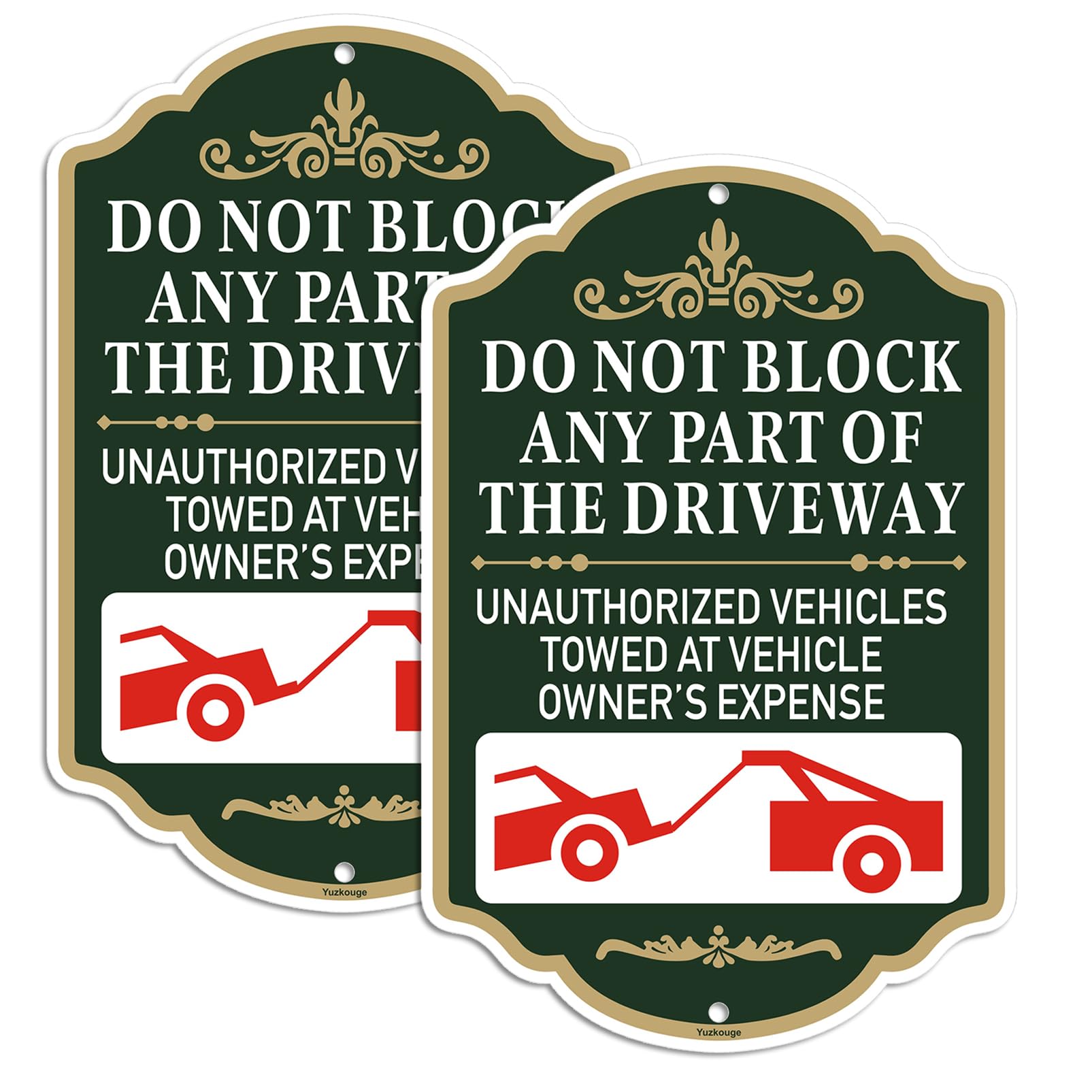 Yuzkouge Large Do Not Block Any Part of The Driveway Sign - 2 Pack, 12” x 18” Rust Free Aluminum No Parking Sign, Weatherproof, Fade Resistant, Easy