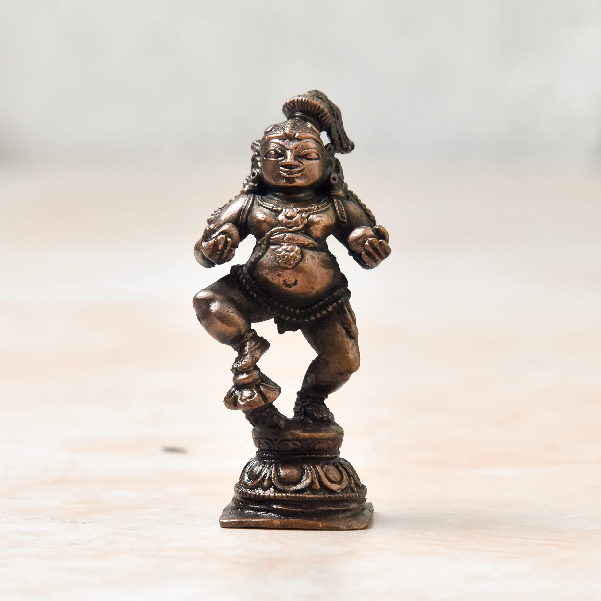 Copper Idols India โ 2.5-Inch Handmade Copper Navaneetha Krishna Idol with Patina Antique Finish