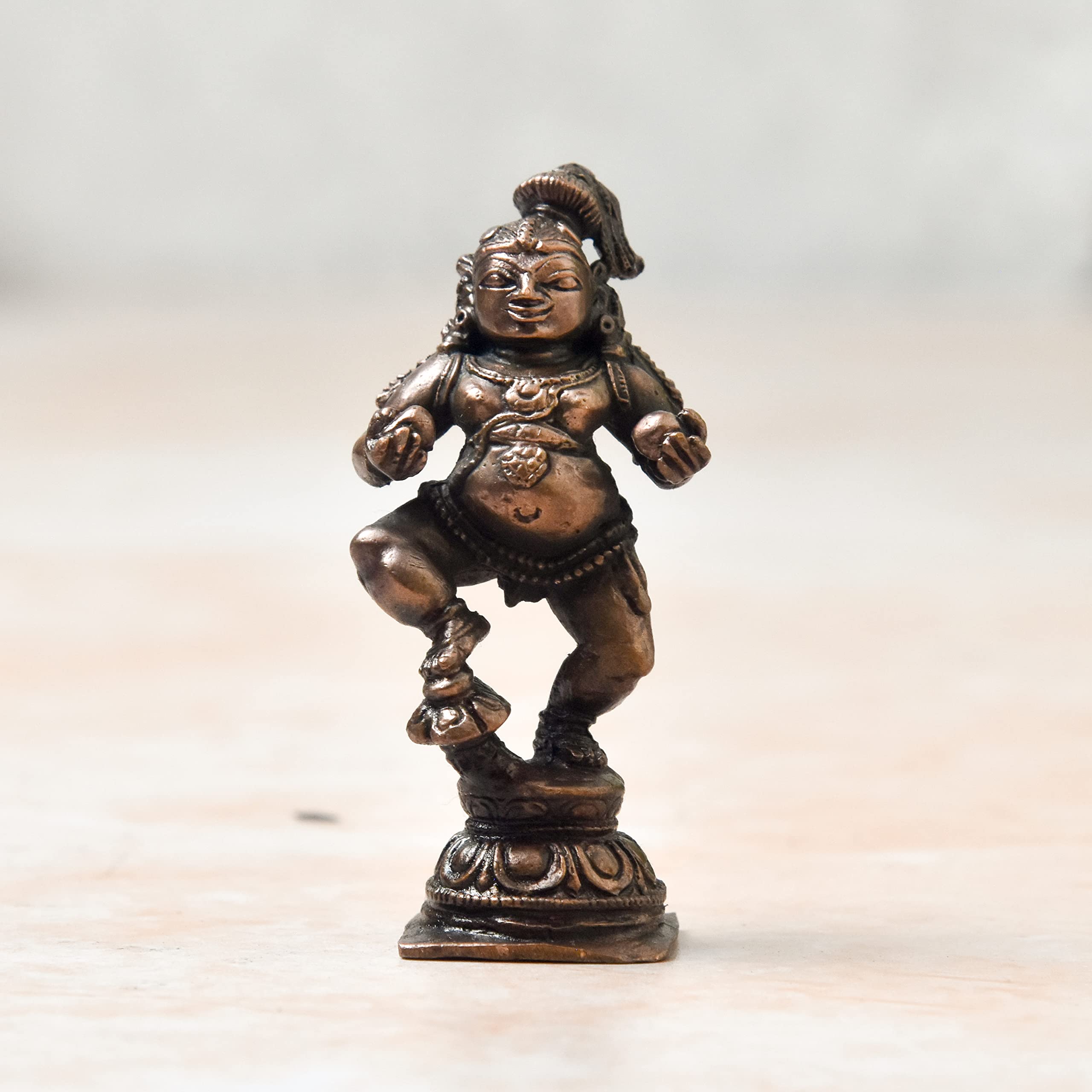 Copper Idols India – 2.5-Inch Handmade Copper Navaneetha Krishna Idol with Patina Antique Finish