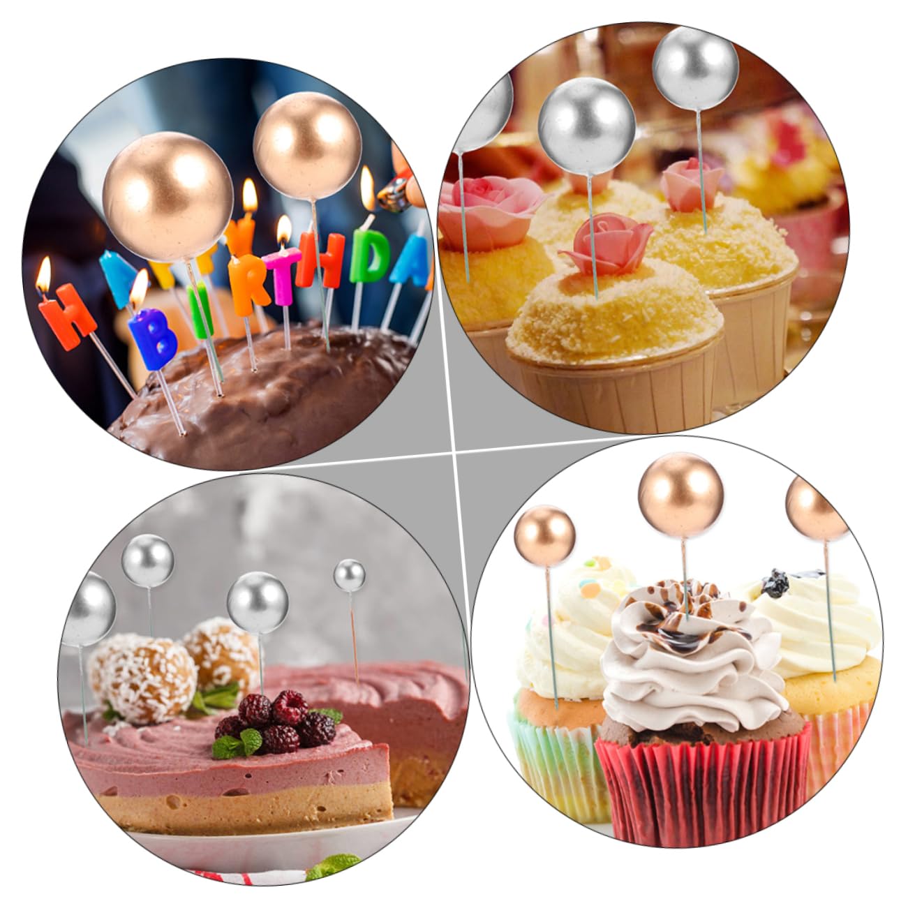 ABOOFAN 120pièces Décorations De Gâteau Boules Argentées Et Dorées pour Anniversaires Et Mariages Ornements Légers Et Attrayants pour Gâteaux Et
