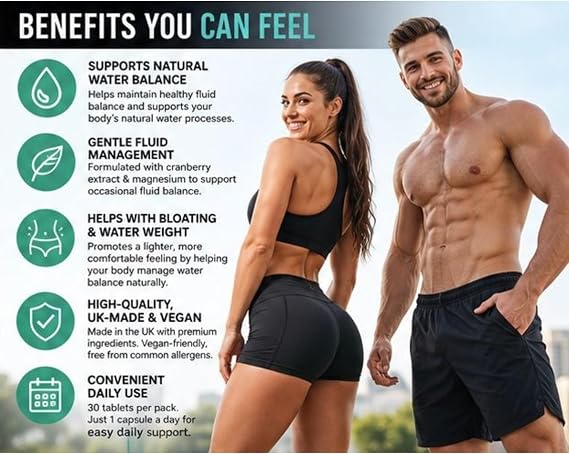 Aqua Flush Electrolytes Tablets, High Strength Herbal Supplement for Bloating & Detox Flush, Water Retention Tablets for Fluid Support, Natural Water Balance Support & Weight Management 30 Capsules UK