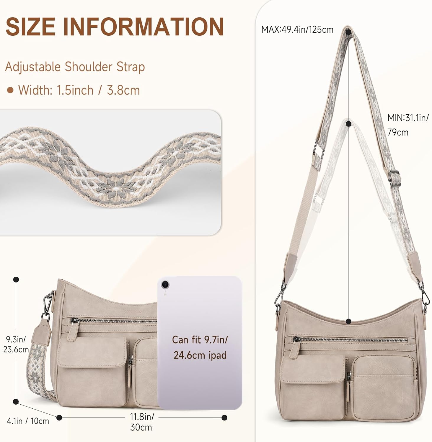 Crossbody Bags for Women Trendy Vegan Leather Crossbody Purse Shoulder Handbags Multiple Pockets Hobo Bag Ladies - Image 5