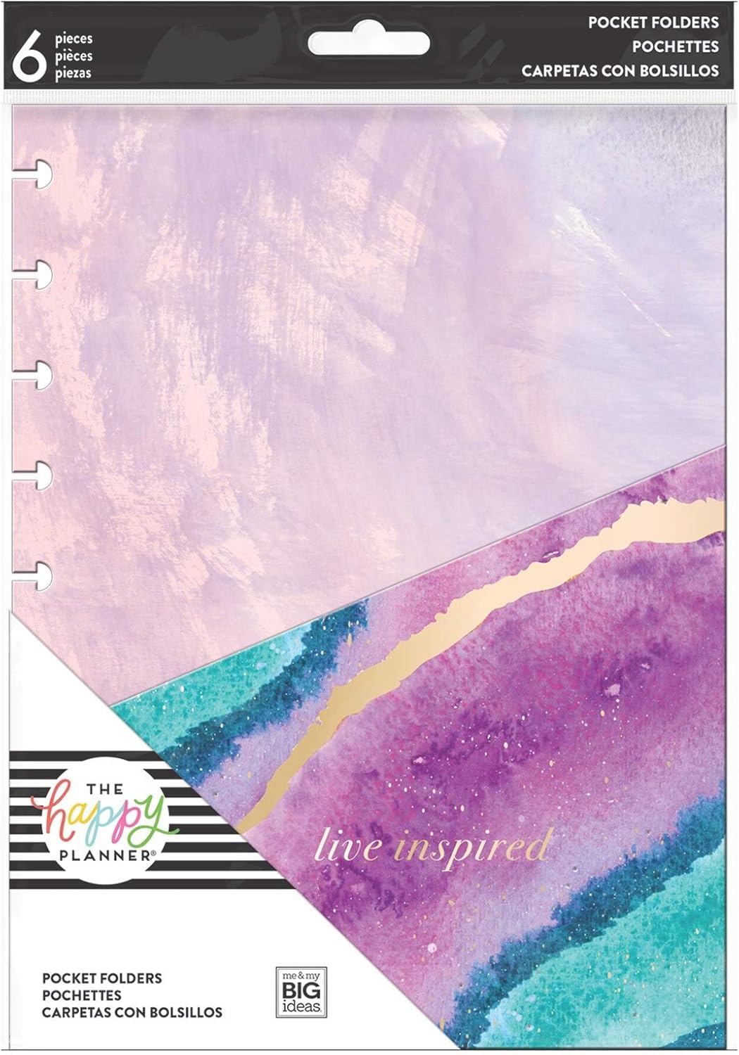 me & my BIG ideas Pocket Folders - The Happy Planner Scrapbooking Supplies - Lavender - 6 Pre-Punched - Extra Planner Storage - Keep Receipts, Bills, Invitations, Stamps, Photos - Classic Size
