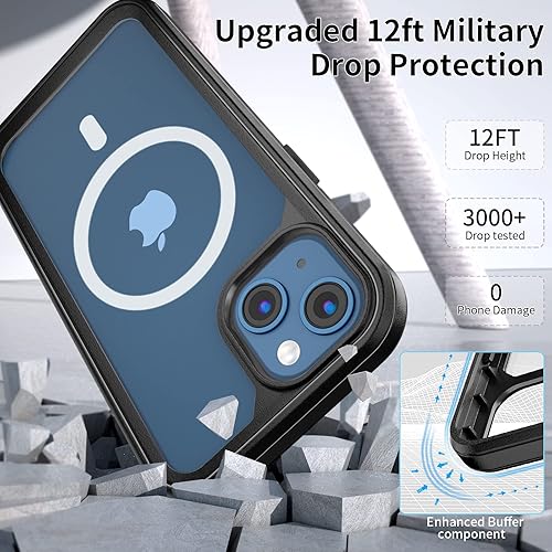 Miniatura 6 de Funda todo en uno para iPhone 13 de 6.1 pulgadas con MagSafe, protector de pantalla de vidrio templado 9H integrado, 2 protectores de lente de