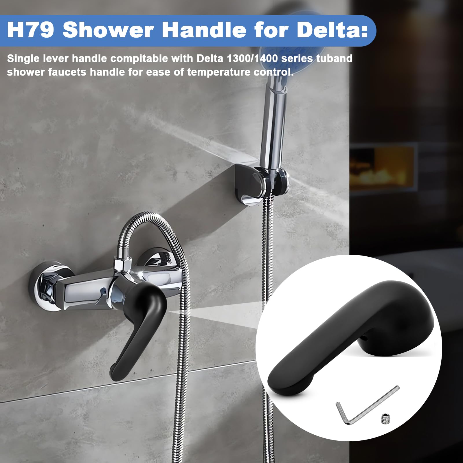 Ophjerg H79 Shower Handle – Compatible With Delta Tub & Shower, Single Metal Lever, Chrome