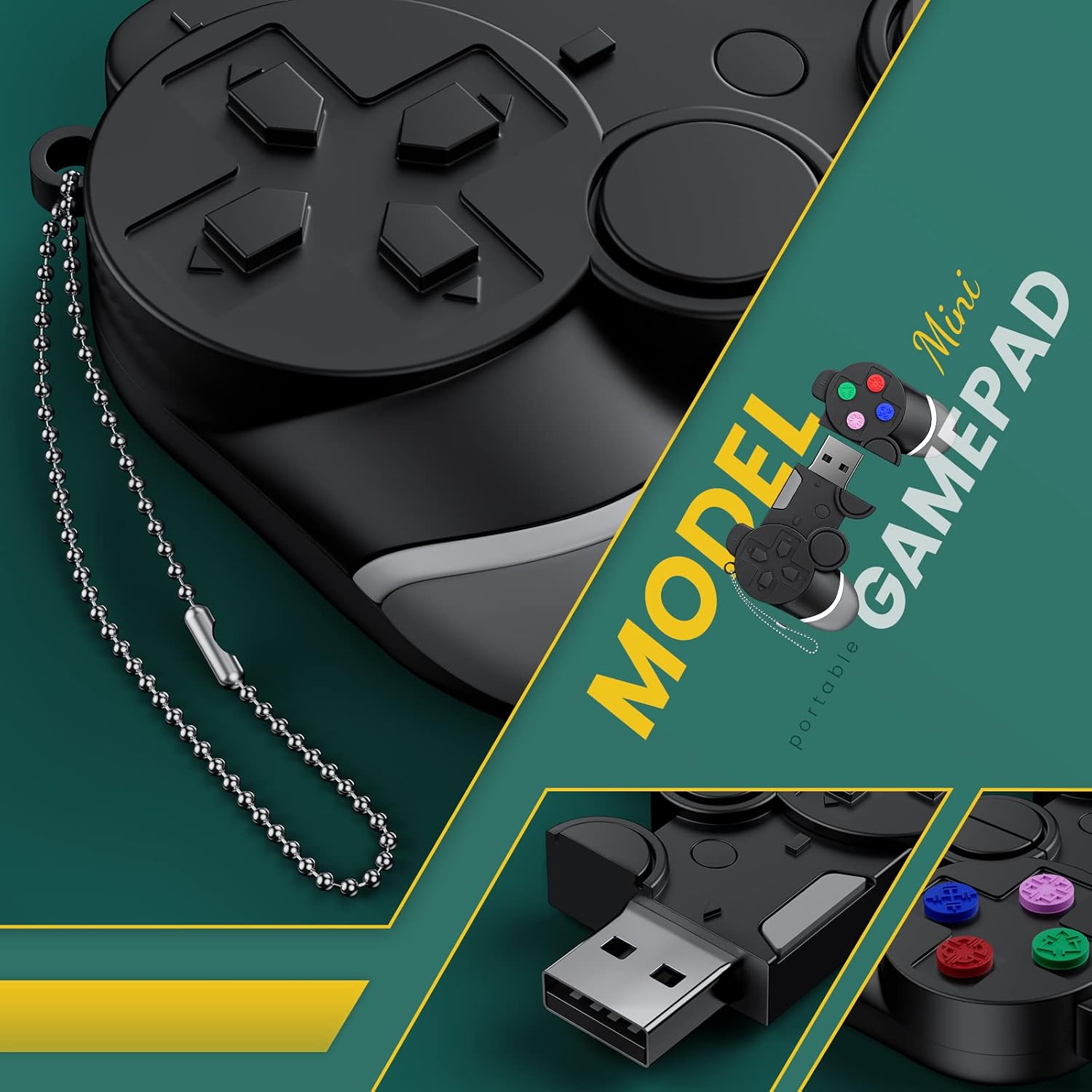 High Speed 64GB USB 3.0 Flash Drive Cool Thumb Drive - Creative Memory Stick Zip Drive 64 GB Pen Drive - FEBNISCTE Data Storage Device Jump Drive Gamepad Shape Pendrive