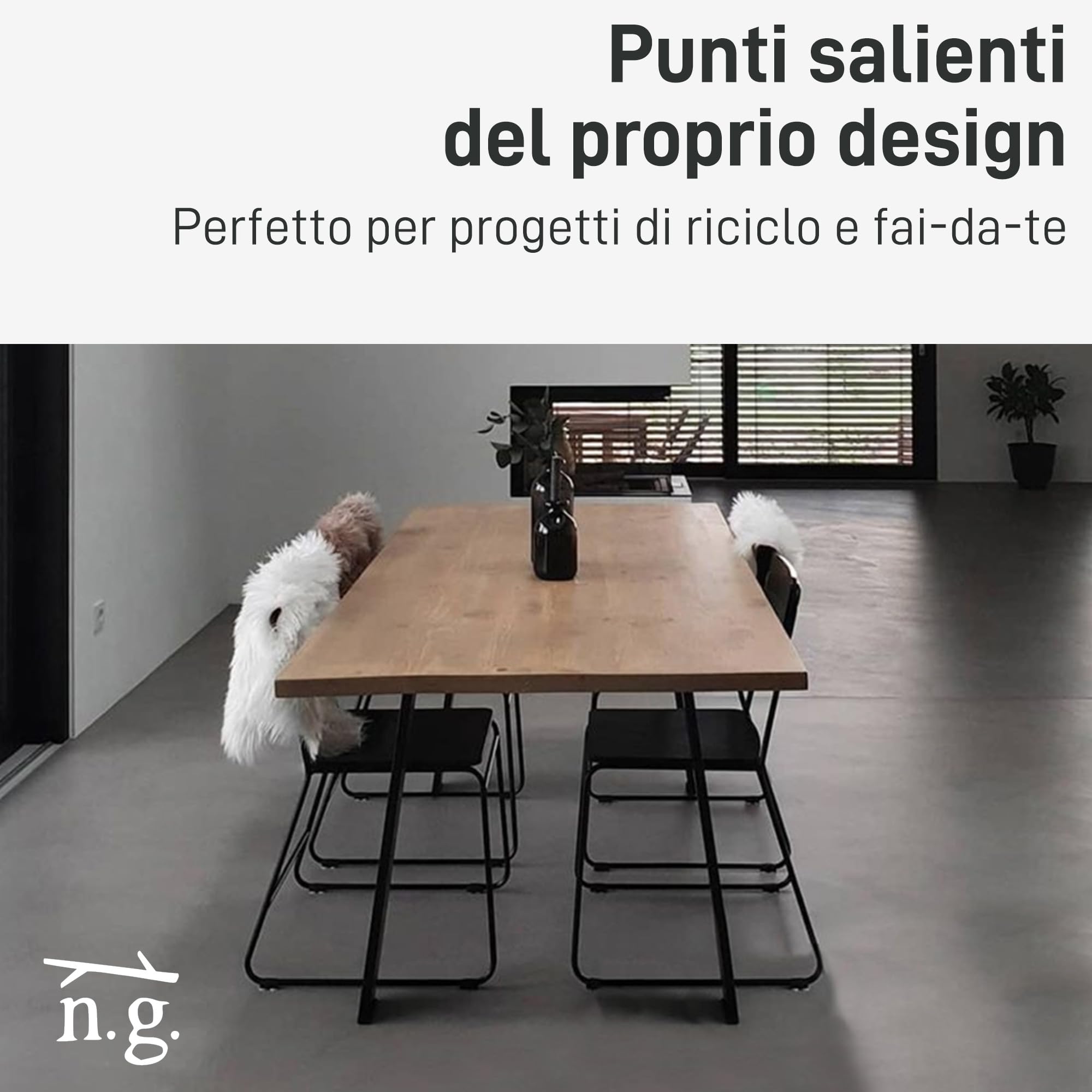 Natural Goods Berlin 2X Piedi per Tavolo Classic | Gambe per Tavolo in Metallo Bianco | Gambe per Mobili ideali per Progetti Fai da Te come Tavolo da Pranzo & Scrivania | Piedini 70/90 x 72 cm