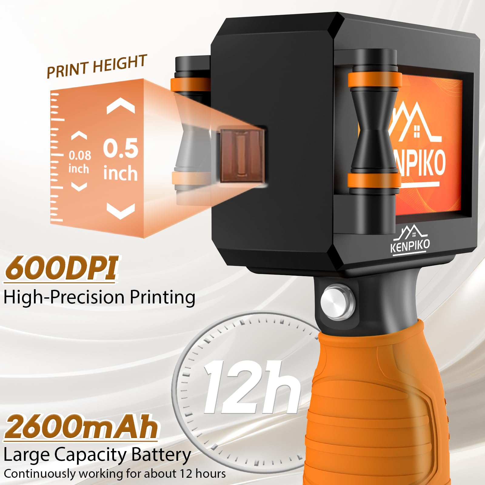 Impresora de inyección de tinta portátil, impresora portátil mejorada 2024 con cartucho de tinta de secado rápido de 42 ml, altura de impresión de hasta 0,5 pulgadas, máquina de impresión con