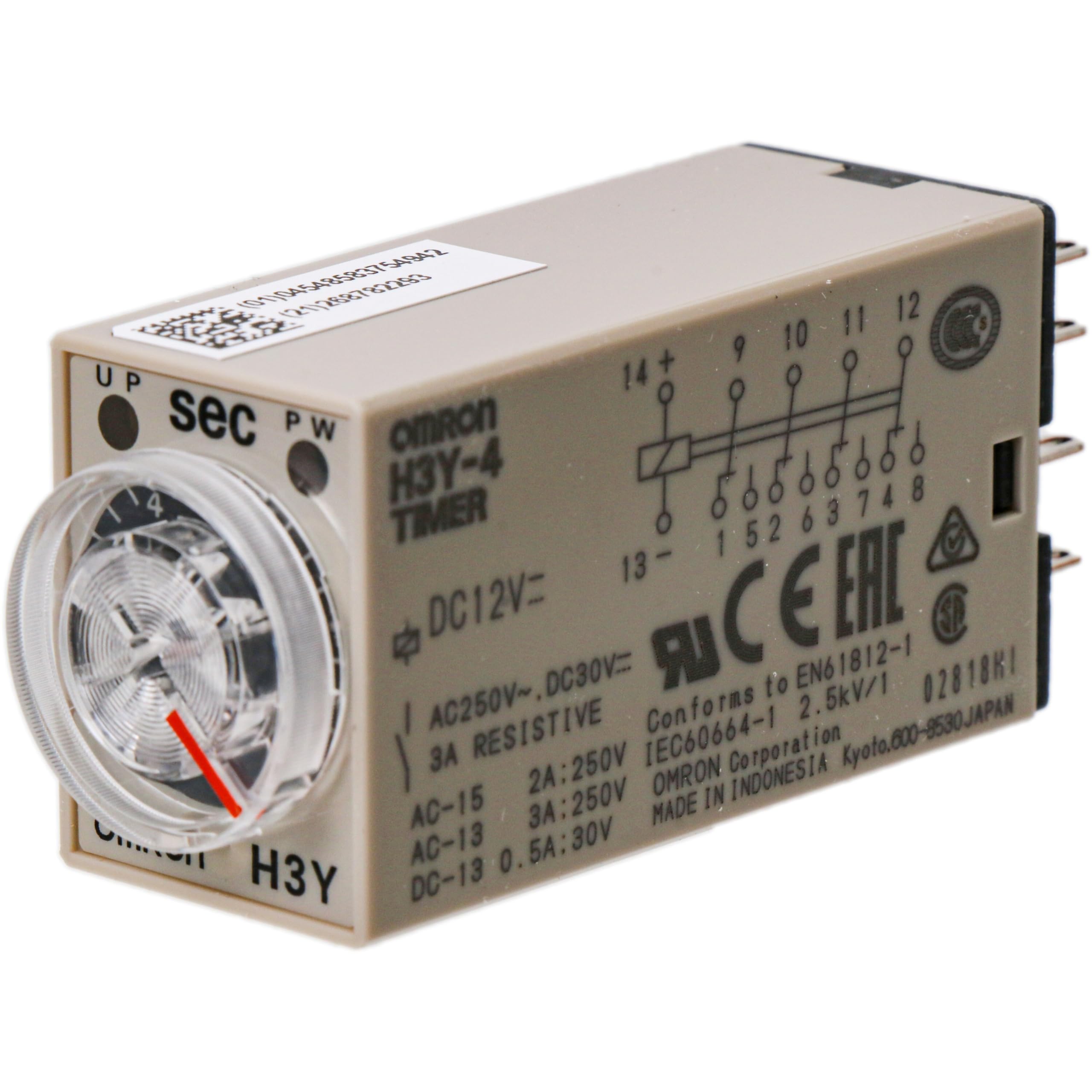 Relais temporel rail DIN Omron H3Y-4 24 V DC mini temporisateur miniature 4 broches 10s