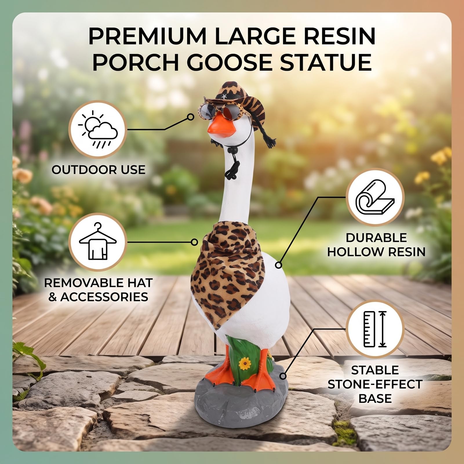 SUNGOOYUE Statua Oca da Giardino in Resina, Decorativa per Esterni