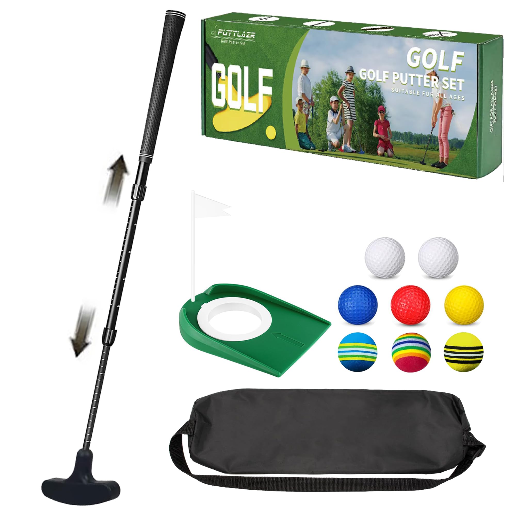 Adjustable Mini Golf Putter Set, Two Way Golf Putters for Men Women Right/Left Handed, Mini Club Golf Set for Kids, Teens, Adults