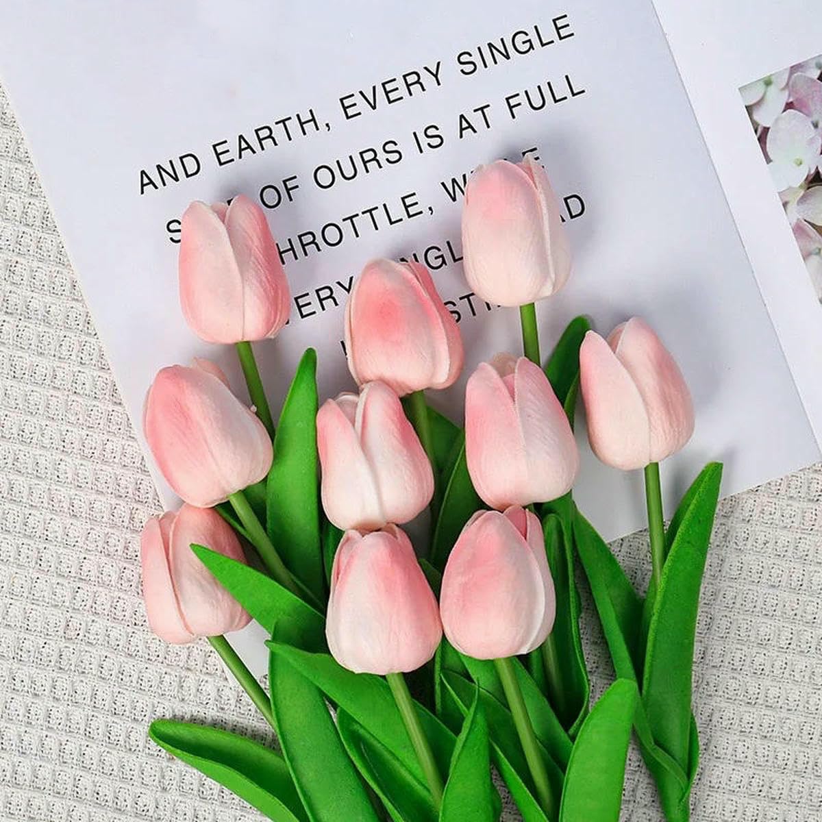 AYHTUD 20/15/10/5/3pcs Tulips Artificial Flowers Real Touch Flower Bouquet Tulips Fake Flower for Wedding Home Decoration-Meaty pink-10pcs