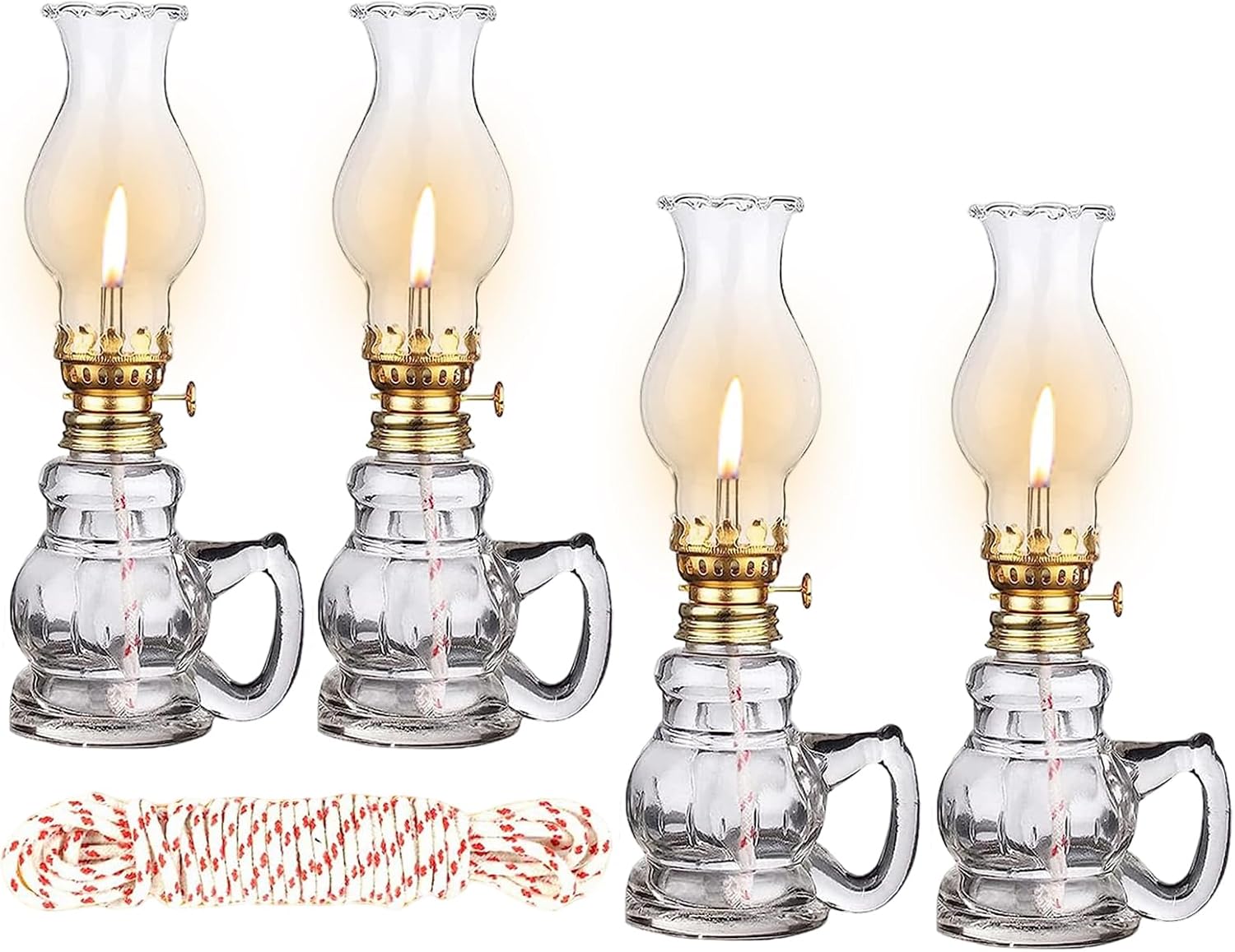 4PCS Chamber Oil Lamp Glass Kerosene...