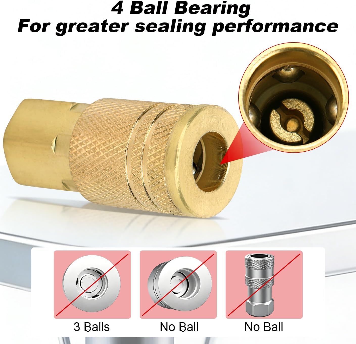 10 PCS Air Hose Fittings, 1/4 Inch Brass NPT Female Industrial Coupler, 1/4" Body Size M-Type Quick Connect Air Hose Fittings, Air Compressor Accessories