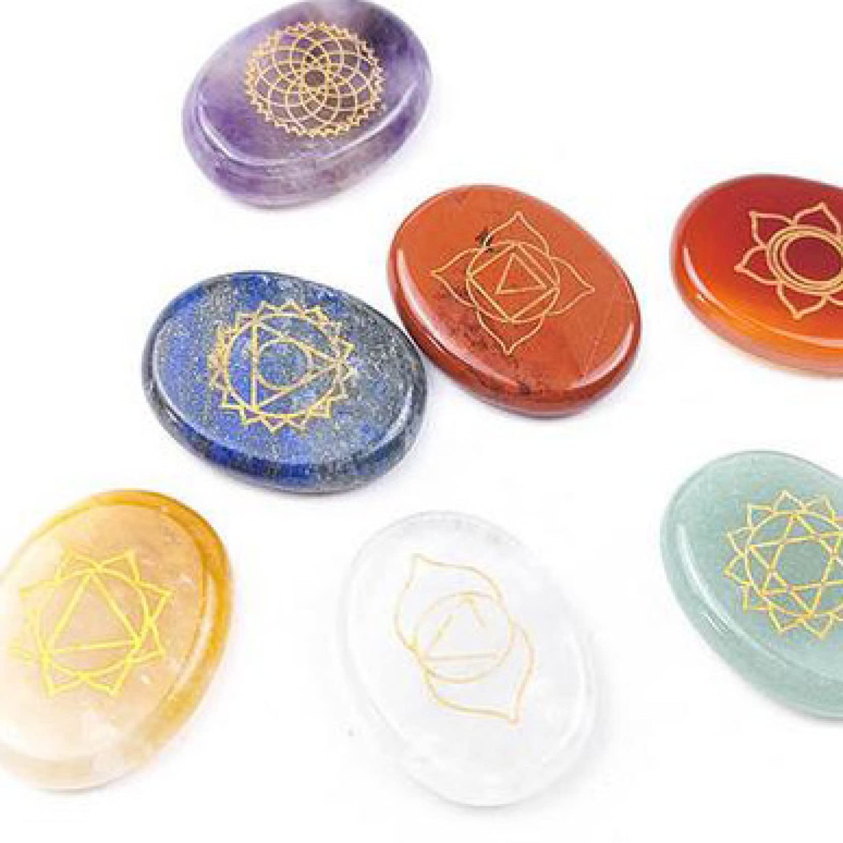 Cristales y Piedras curativas Cuarzo Natural Símbolo Piedra Cristal 7 Juego de Piedras for Yoga Decoración del hogar Regalos espirituales Inicio Colecciones