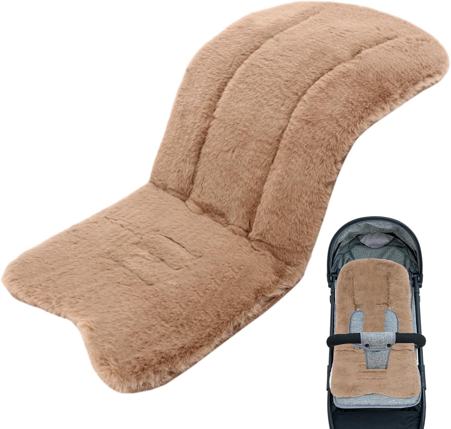 Pram Liner 30x15 Inch Breathable Soft Baby Pushchair Seat Liners Thick Pushchair Liner Non Slip Adjustable Pram Insert for Baby Stroller
